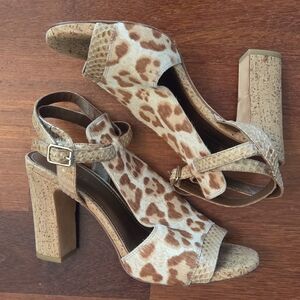 Animal Print Cowhide Chunky Sandals 8.5